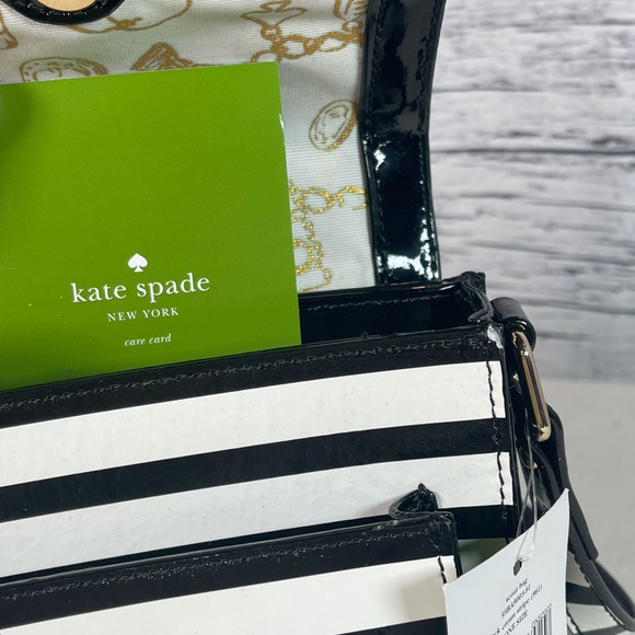 Kids Kate Spade Black cream stripe scout bag - Picture 6 of 7